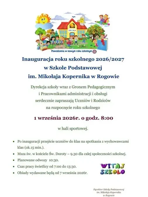 Inauguracja roku szkolnego 2026/2027 w Szkole Podstawowej w Rogowie