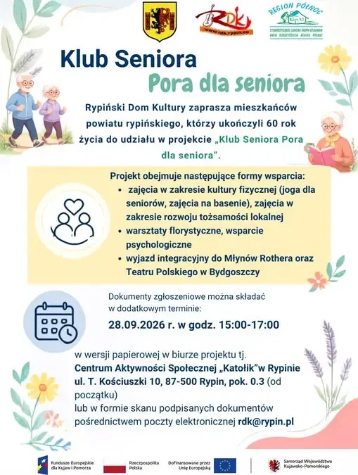Klub Seniora „Pora dla seniora” w Rypinie ponawia nabór – są wolne miejsca