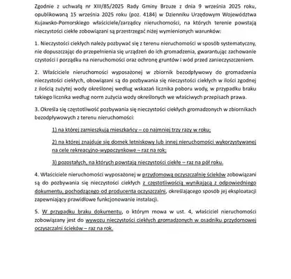 Gmina Brzuze przypomina o obowiązku zgłoszenia szamb i przydomowych oczyszczalni