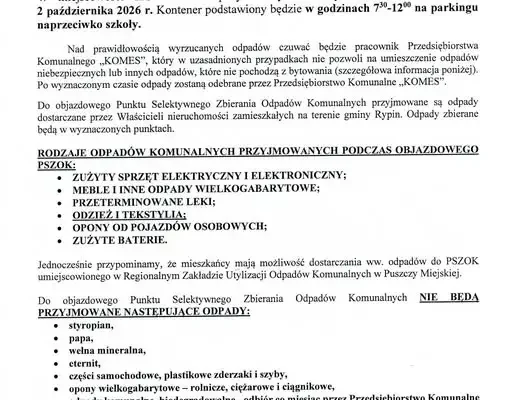 Zbiórka odpadów wielkogabarytowych i elektrośmieci w Sołectwie Kowalki – 2 października