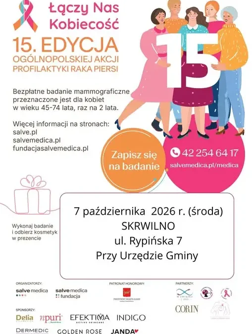 Skrwilno: bezpłatna mammografia w ramach akcji „Łączy Nas Kobiecość”