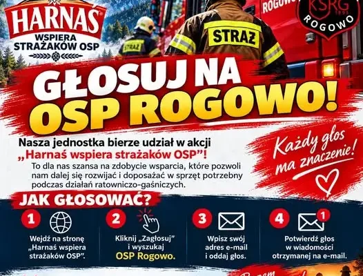 OSP KSRG Rogowo walczy o wsparcie w akcji „Harnaś wspiera strażaków OSP”