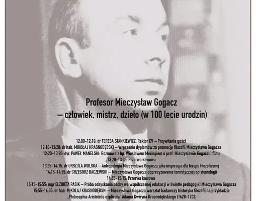 100. rocznica urodzin prof. Mieczysława Gogacza – konferencja w Collegium Verum
