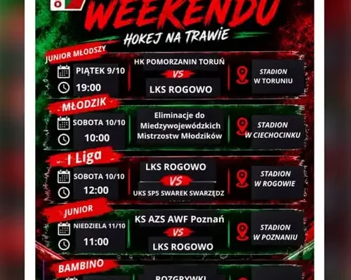 Weekend pełen hokeja na trawie w Rogowie i Poznaniu