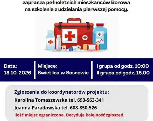 Szkolenie z pierwszej pomocy w Borowie – zapisy trwają