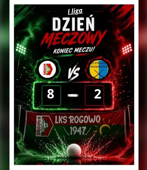 LKS Rogowo liderem tabeli po zwycięstwie 8:2