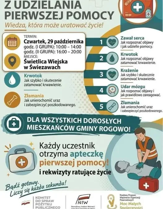 Bezpłatne szkolenie z pierwszej pomocy w Świeżawach – zapisy trwają